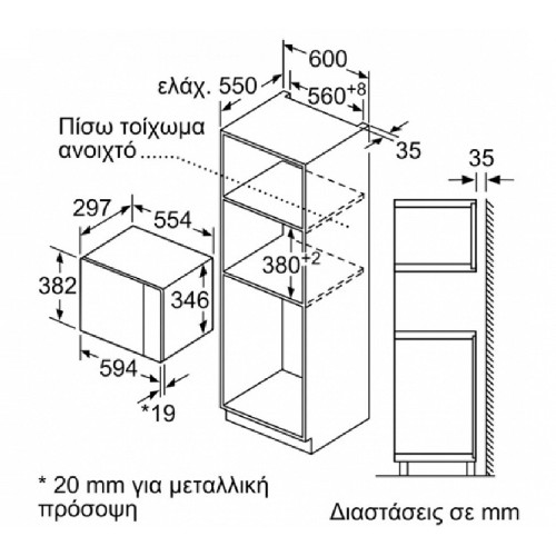 ΦΟΥΡΝΟΣ ΜΙΚΡΟΚΥΜΑΤΩΝ ΕΝΤΟΙΧΙΖΟΜΕΝΟΣ BOSCH BFL520MS0 (20LT / BLACK)
